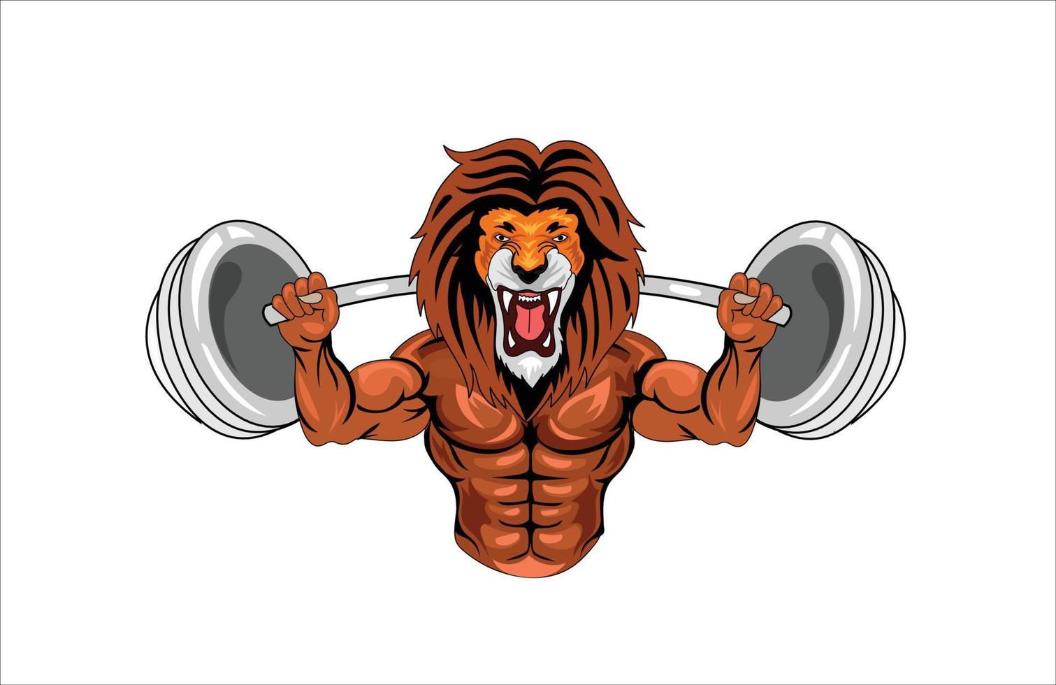 Lion bodybuilding mascots vector illustration