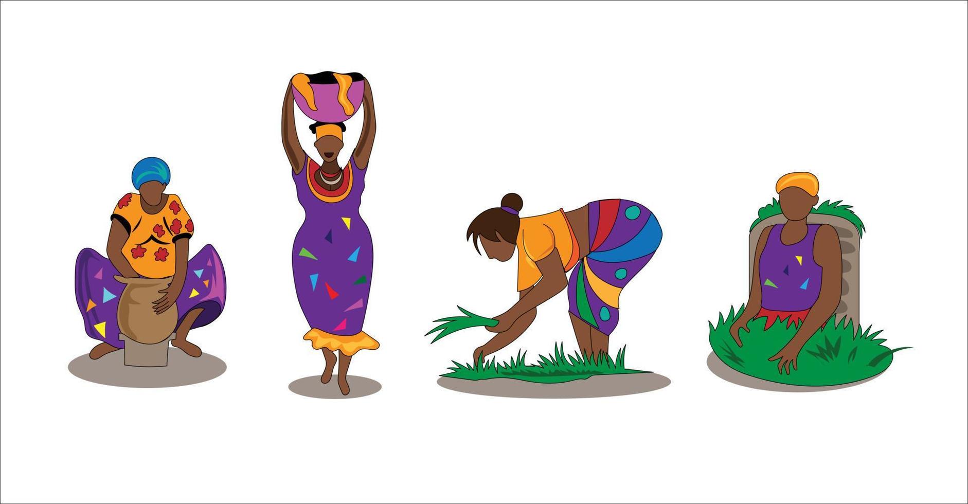 Indian woman working farming vector illustration