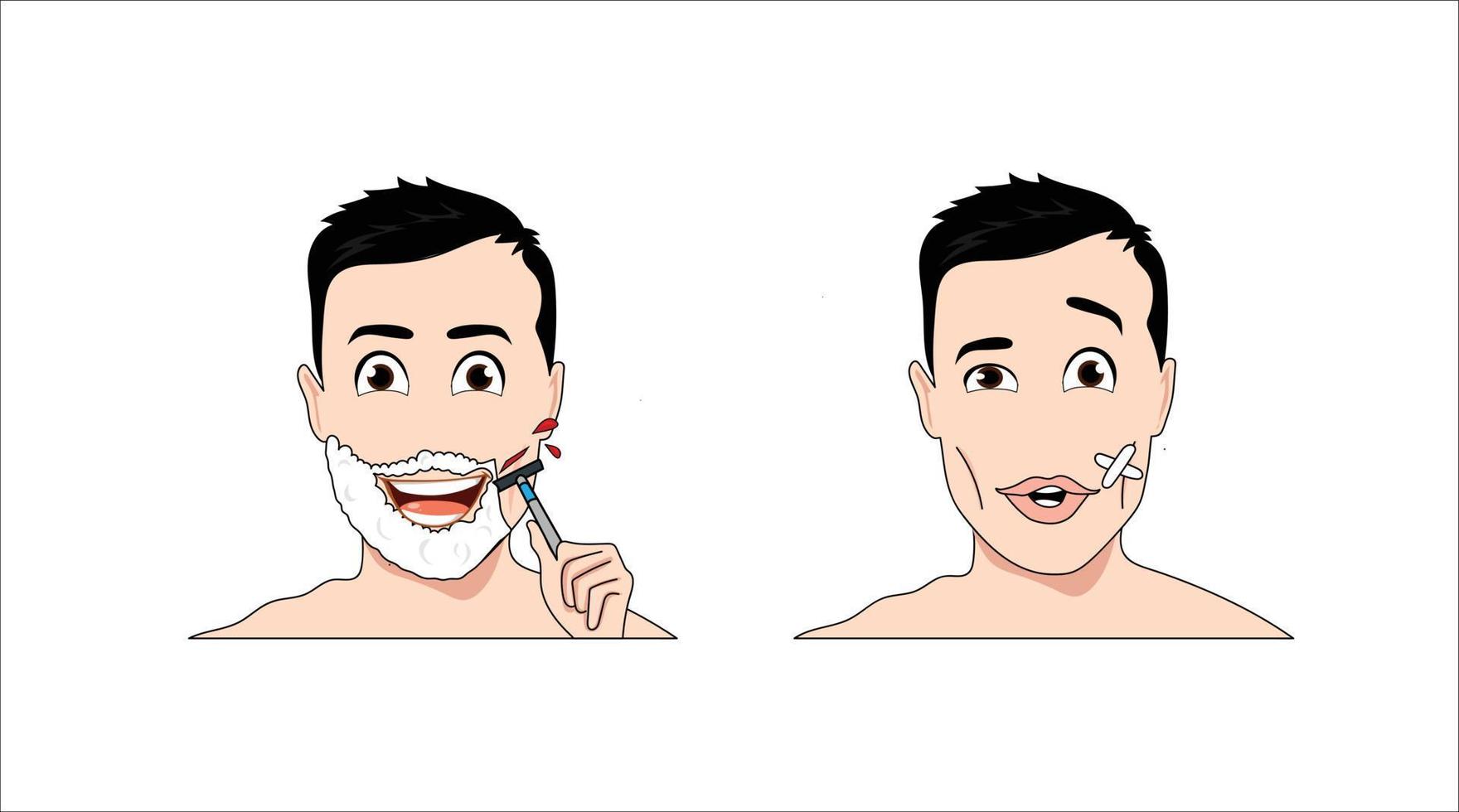 Man Who Cuts Himself Shaving vector illustration