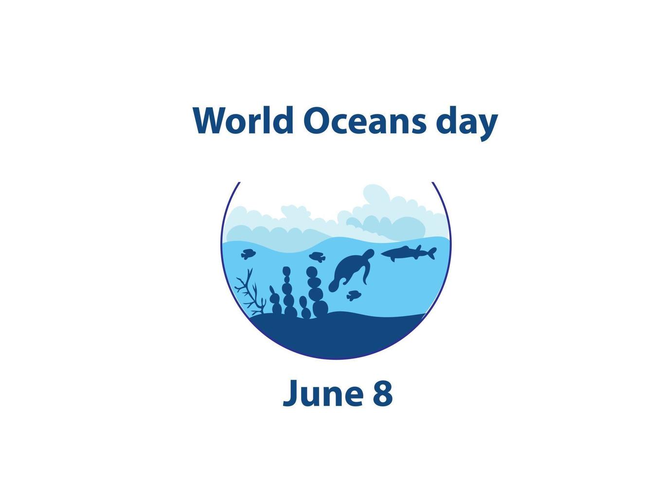 World Oceans dat vector illustration poster