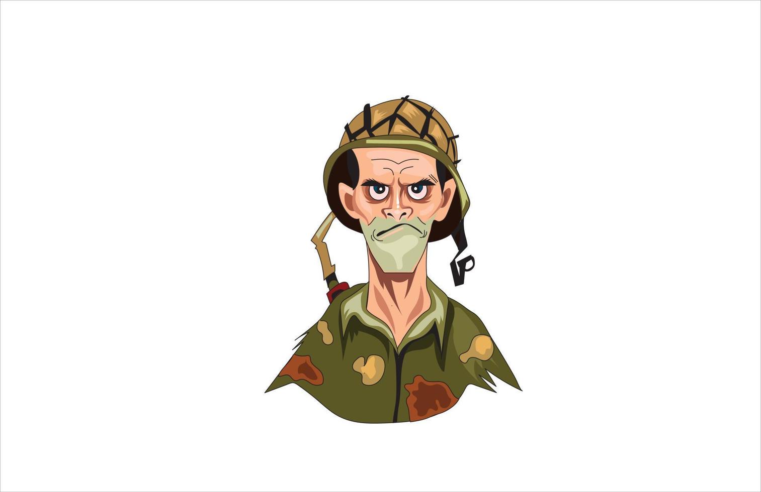 Funny cartoon illustration of a soldier 17614618 Vector Art at Vecteezy