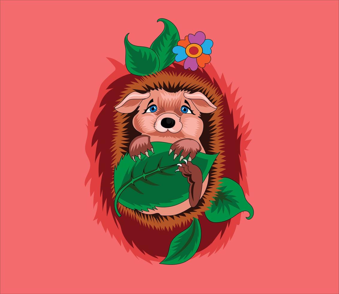 Cute cartoon porcupine vector illustration