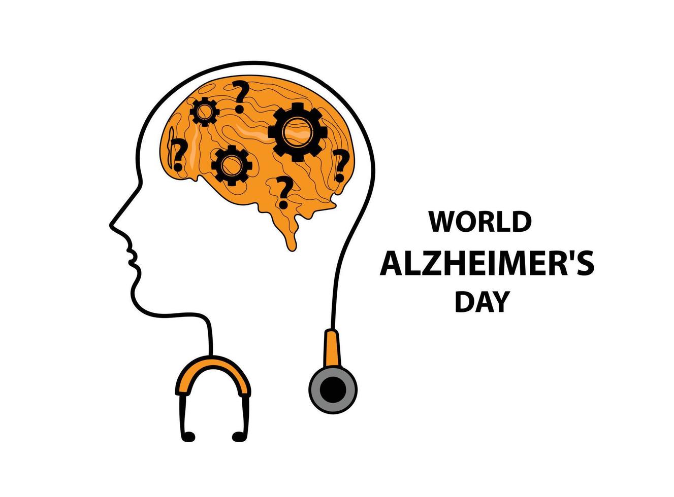 ilustración de vector de cabeza humana del día mundial de alzheimer
