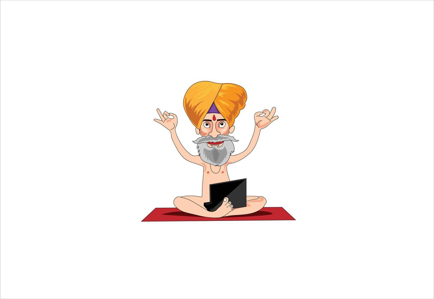 sikh haciendo yoga meditación ilustración vectorial vector