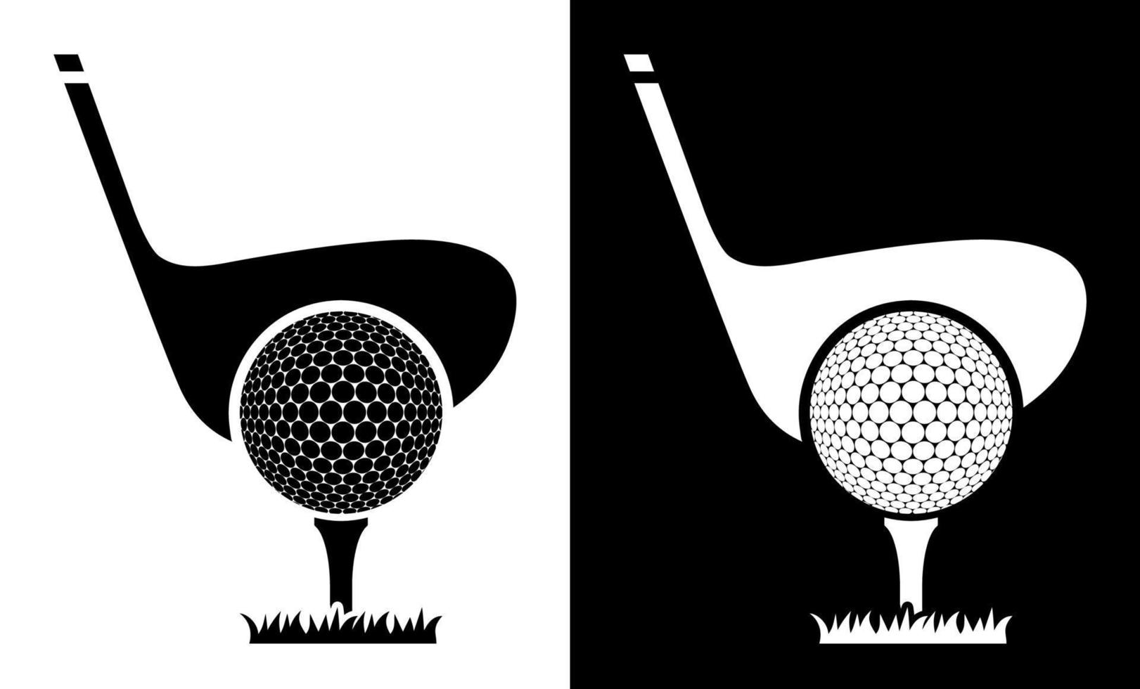 golf club icon with ball on tee. Golfer takes aim for precise and powerful shot. Sport competition. Vector