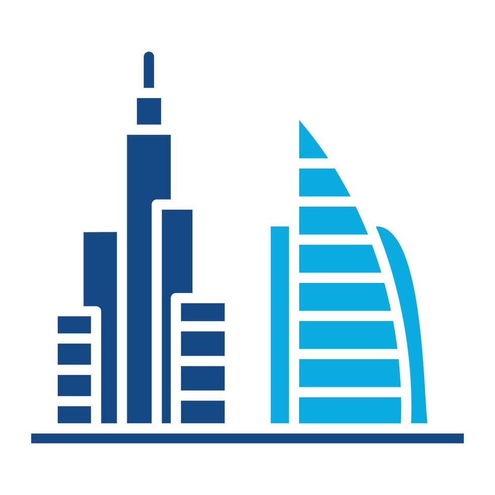 Dubai Scenery Glyph Two Color Icon vector