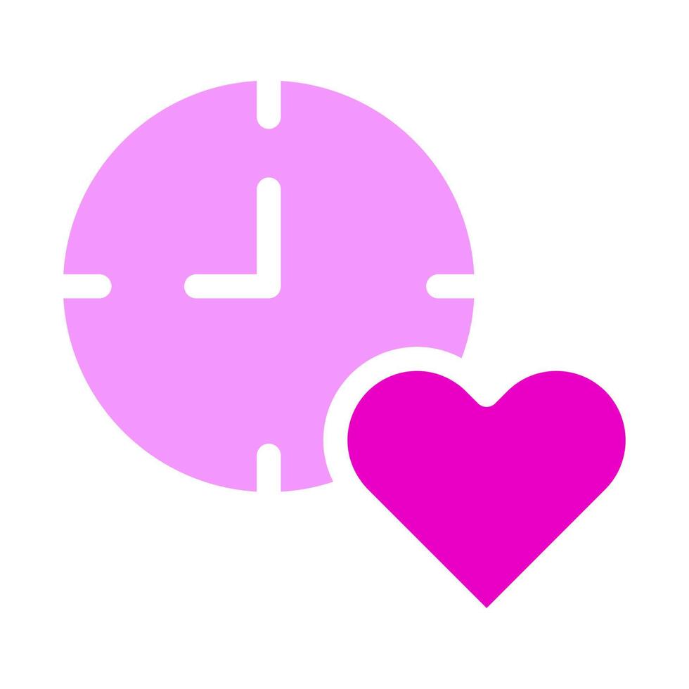 reloj icono de san valentín estilo rosa sólido ilustración vector e icono de logotipo perfecto.