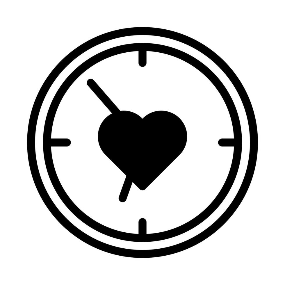 Reloj de doble tono negro San Valentín ilustración vector icono perfecto.