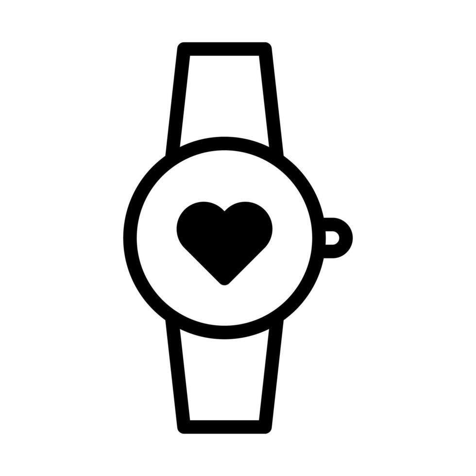 Reloj de doble tono negro San Valentín ilustración vector icono perfecto.