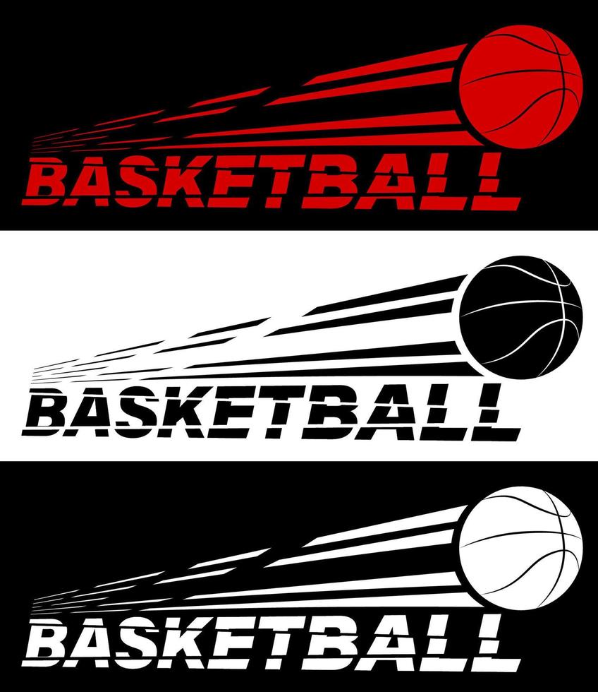 letras de baloncesto rotas por una pelota de baloncesto voladora. equipo de deporte. Estilo de vida activo. vector