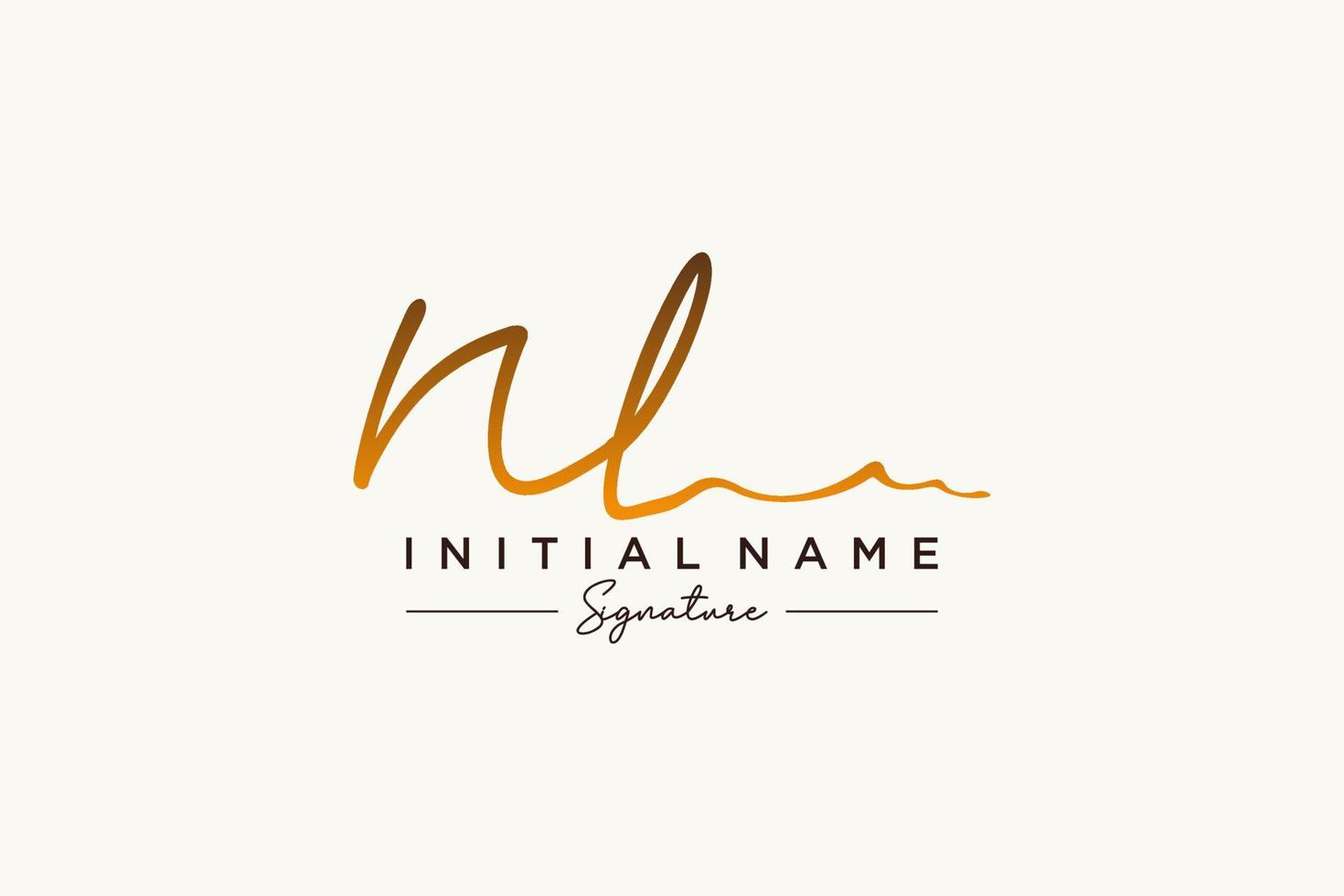 Initial NL signature logo template vector. Hand drawn Calligraphy lettering Vector illustration.