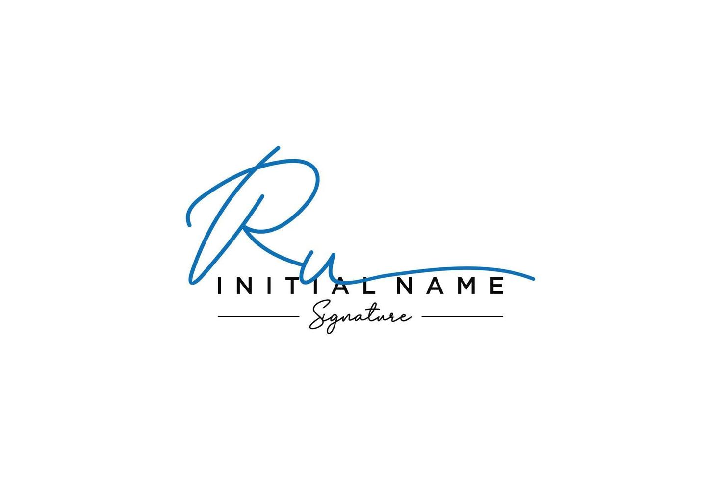 Initial RU signature logo template vector. Hand drawn Calligraphy lettering Vector illustration.