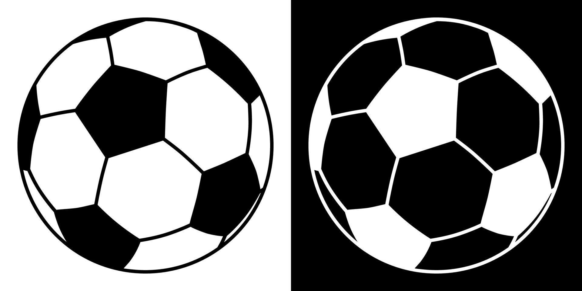 Black and white classic soccer ball icon. Isolated vector on white background