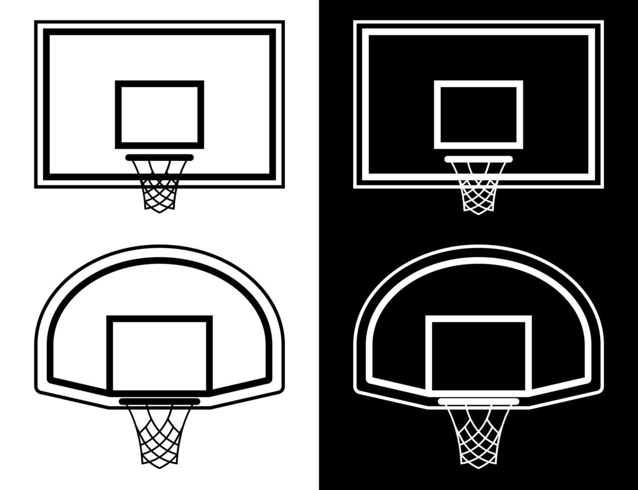 basketball backboard icon with ring, hoop and net. Sports competitions in basketball on street and in gym. Vector