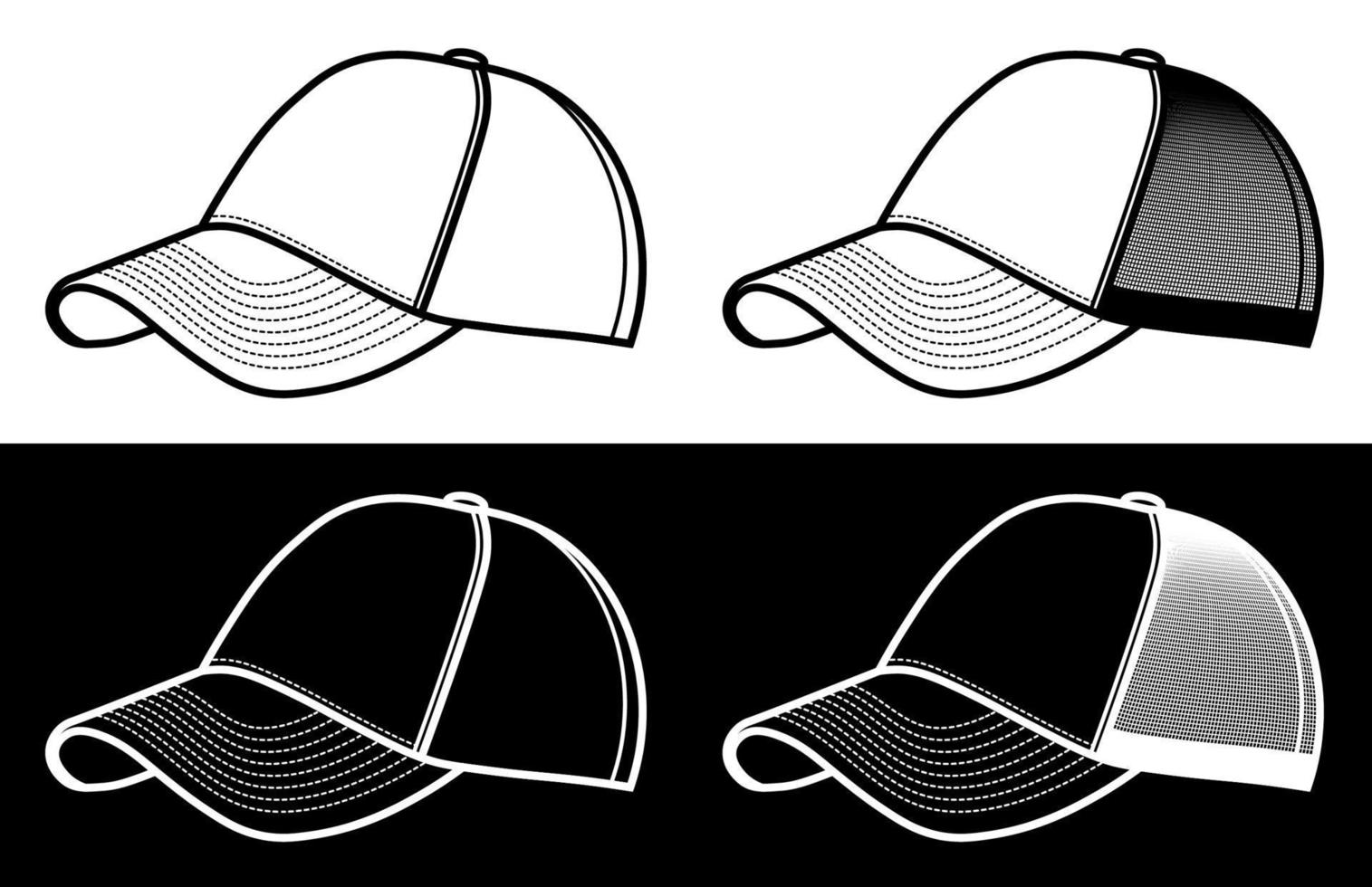 blank baseball cap icon in simple linear style. Athlete, golfer, baseball clothing. Vector