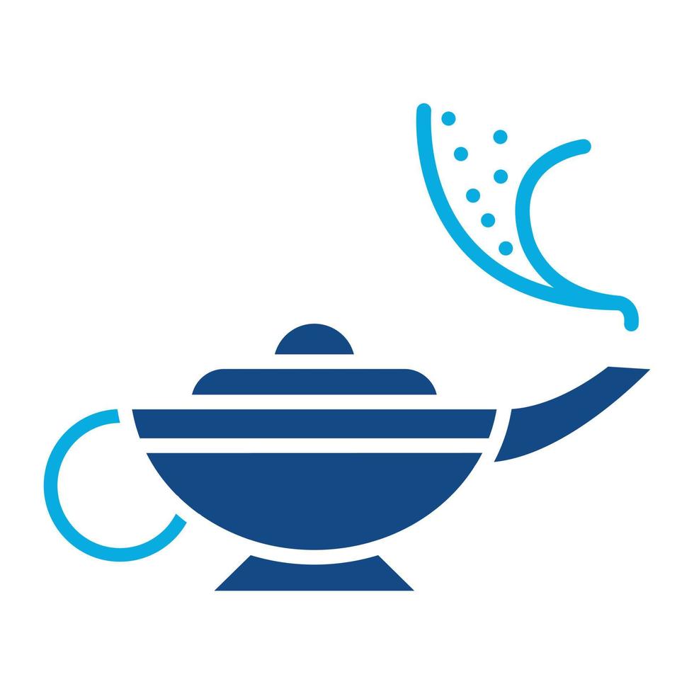 Arabian Magic Lamp Glyph Two Color Icon vector