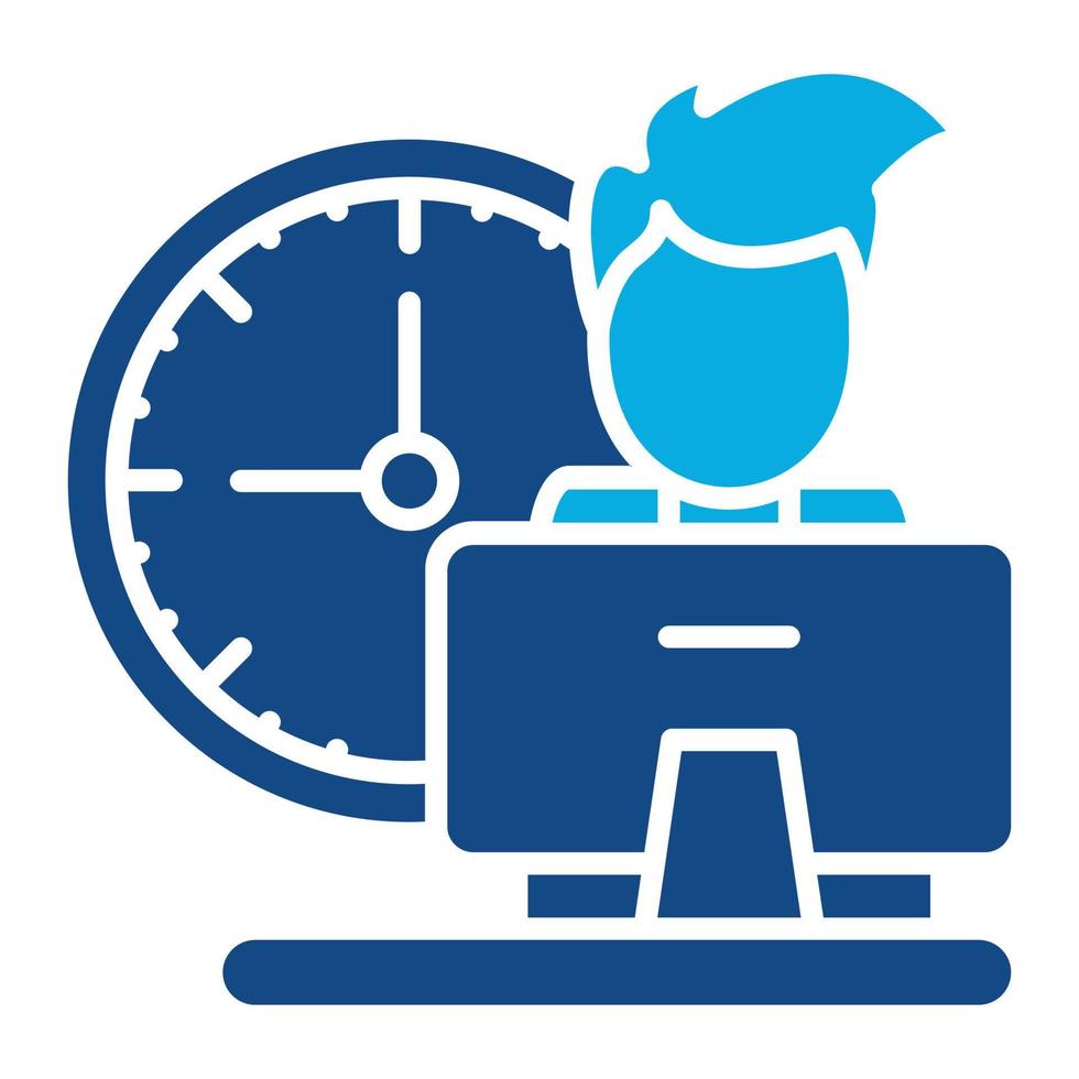 icono de dos colores de glifo de tiempo de trabajo vector