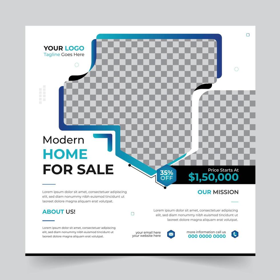 Editable real estate house sale and home rent advertising geometric modern square Social media post banner layouts set for digital marketing agency. Business elegant Promotion template design. vector