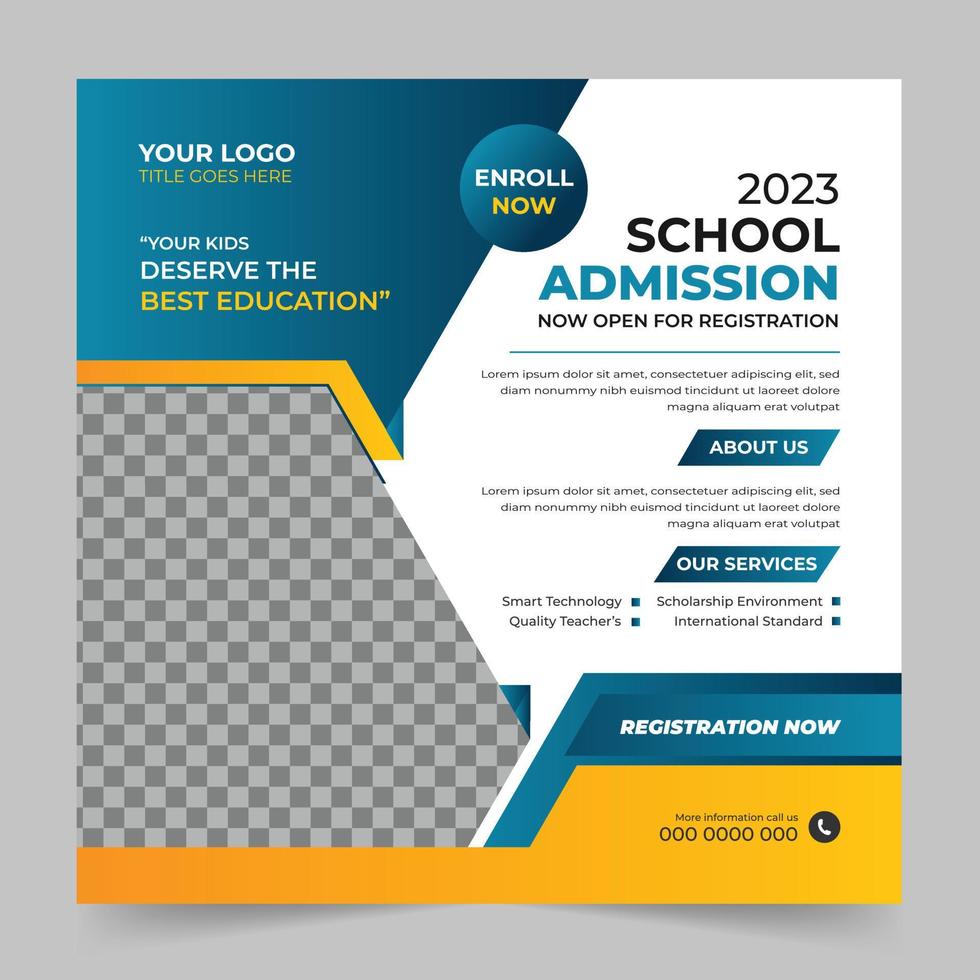 Back to school social media post promotion banner and web banner template. Square flyer poster. vector