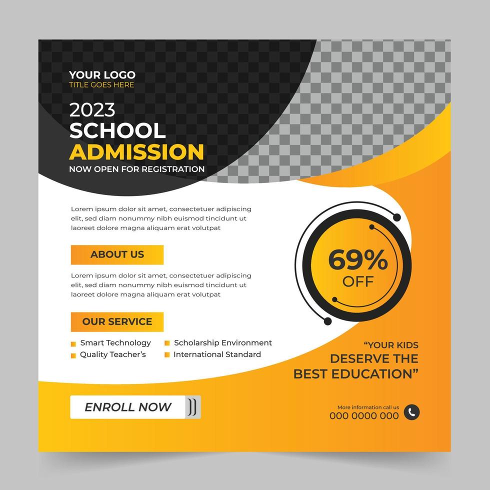 Back to school social media post promotion banner and web banner template. Square flyer poster. vector