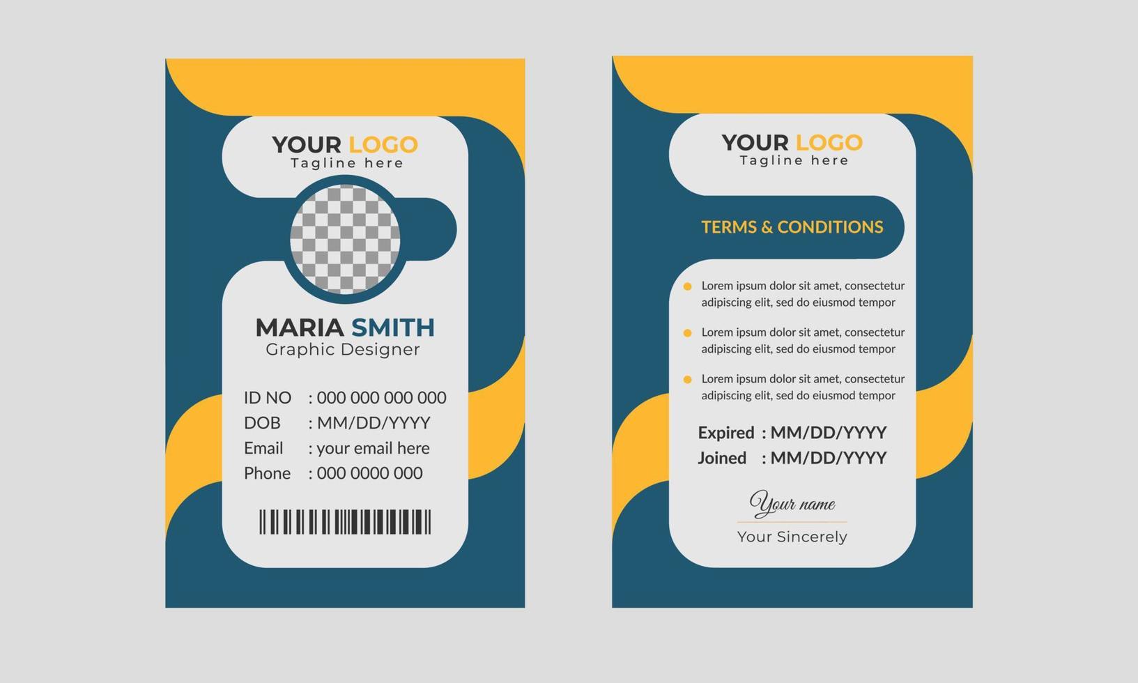 Corporate  Modern abstract Id Card design template Vector for Employee. Creative business employee Identity Card template.