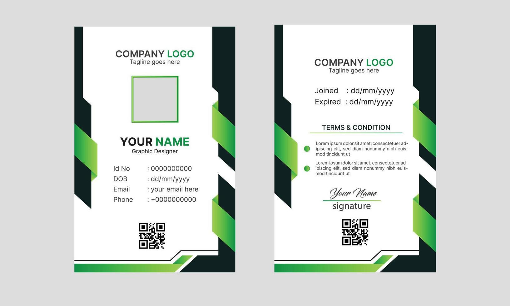 vector de plantilla de diseño de tarjeta de identificación abstracta moderna corporativa para empleado. plantilla de tarjeta de identidad de empleado de negocios creativos.