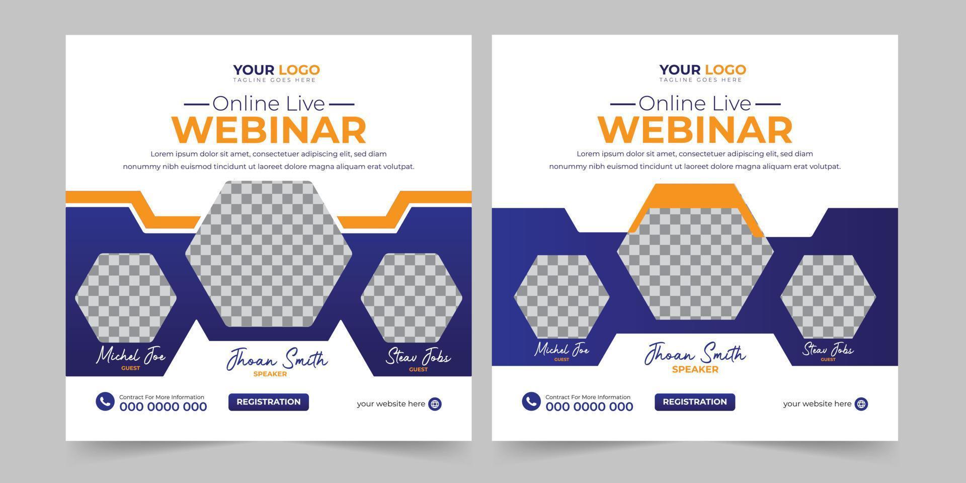 Trendy digital marketing live webinar social media post suqire banner