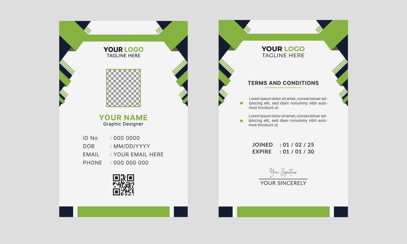 Corporate  Modern abstract Id Card design template Vector for Employee. Creative business employee Identity Card template.