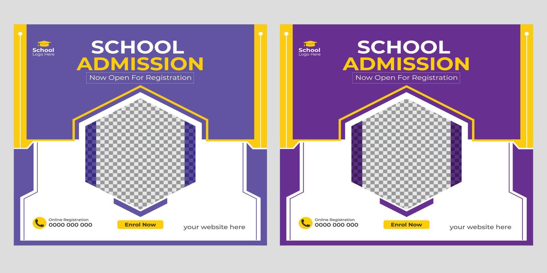 Back to school social media post promotion banner and web banner template. vector