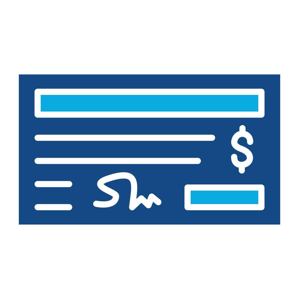 Cheque Payment Glyph Two Color Icon vector