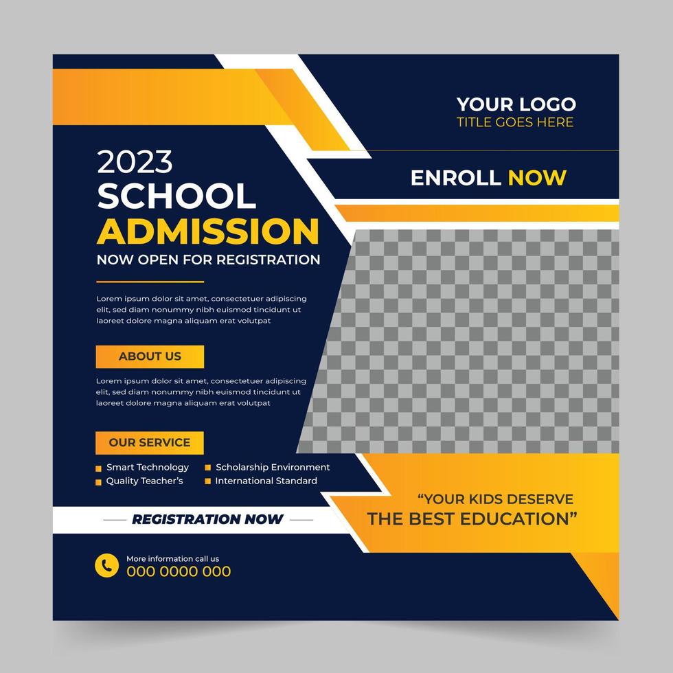 Back to school social media post promotion banner and web banner template. Square flyer poster. vector