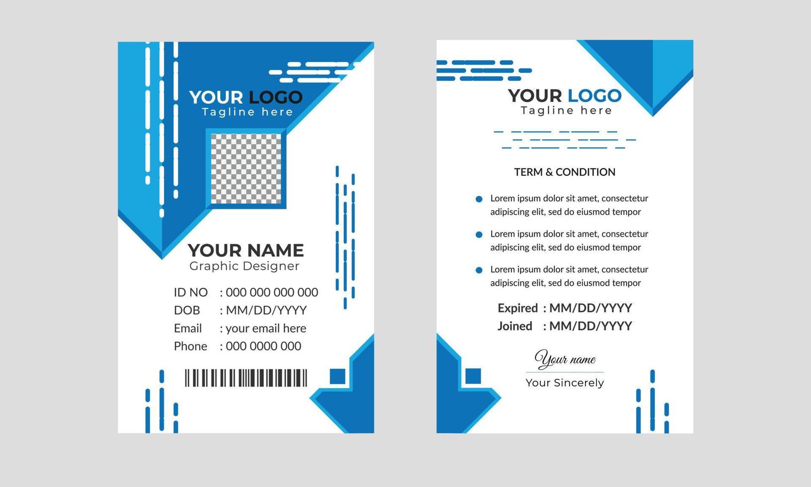 Corporate  Modern abstract Id Card design template Vector for Employee. Creative business employee Identity Card template.