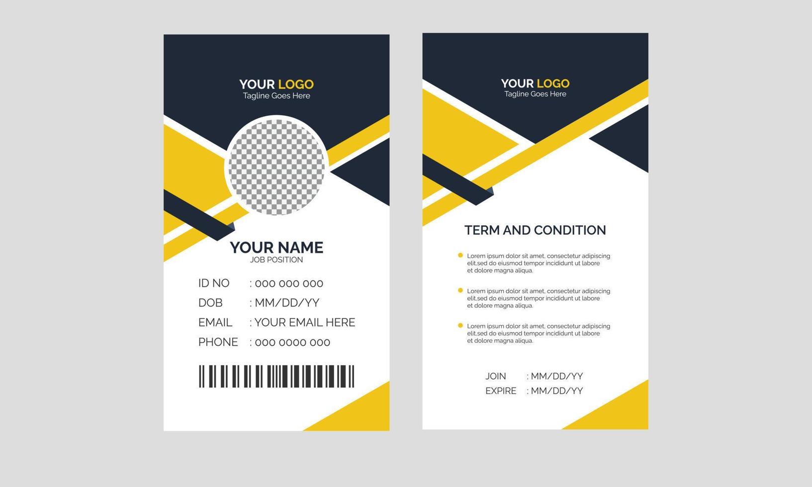 Corporate  Modern abstract Id Card design template Vector for Employee. Creative business employee Identity Card template.