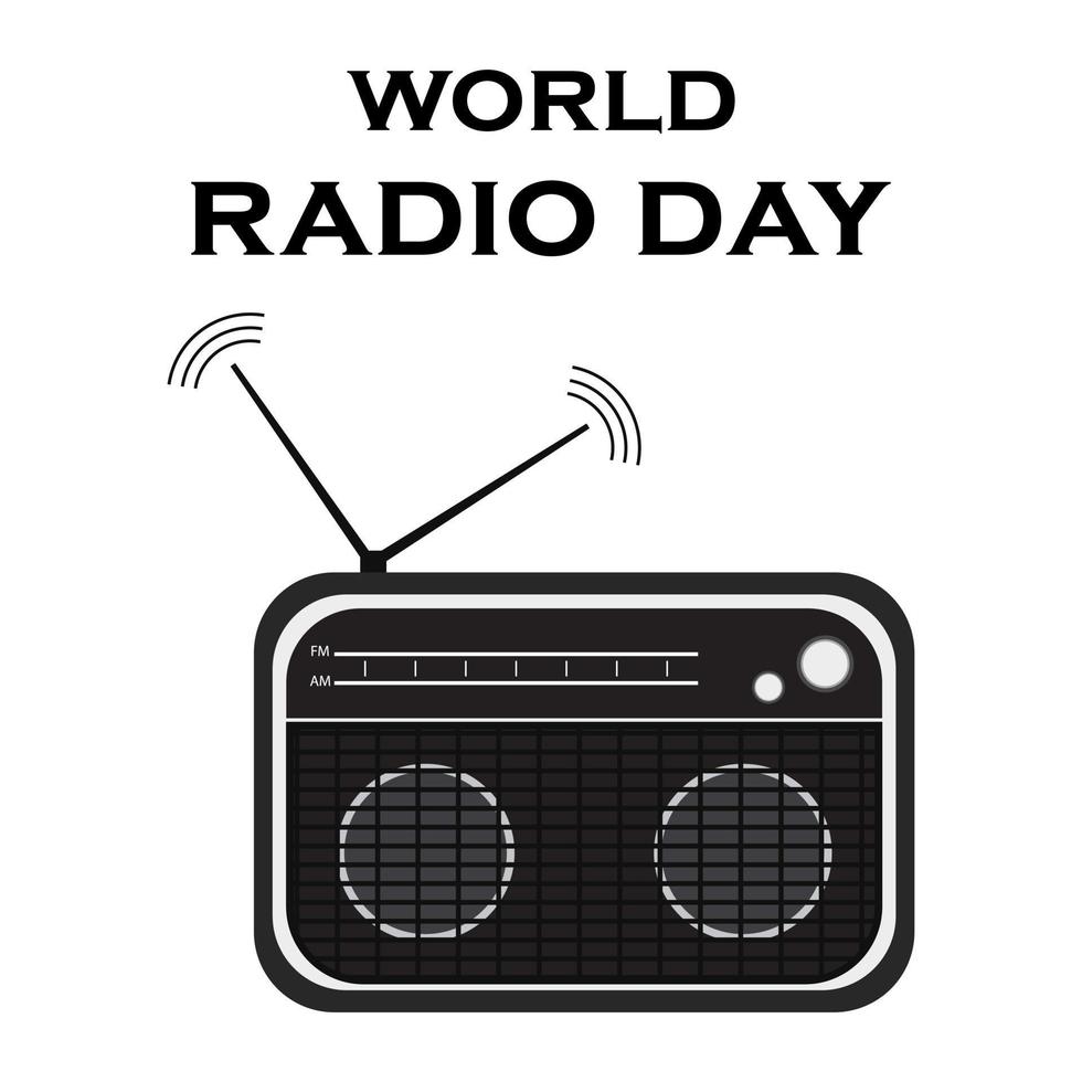 dia mundial de la radio radio negra. ilustración vectorial vector