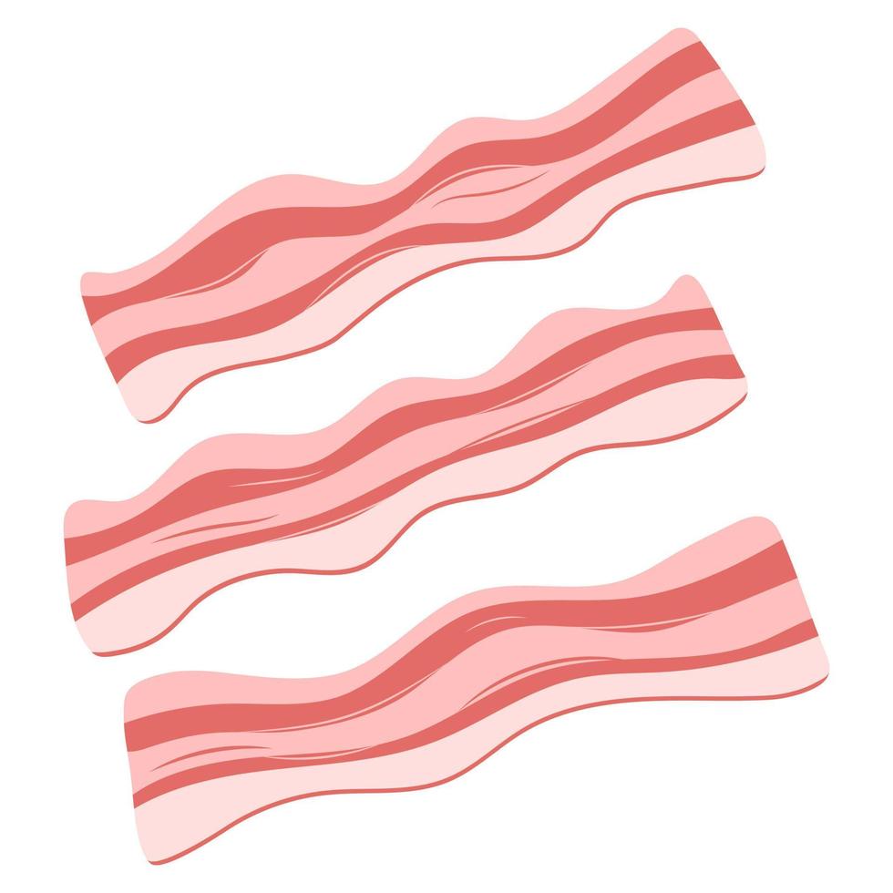 Raw bacon cut into slices. Vector illustration.