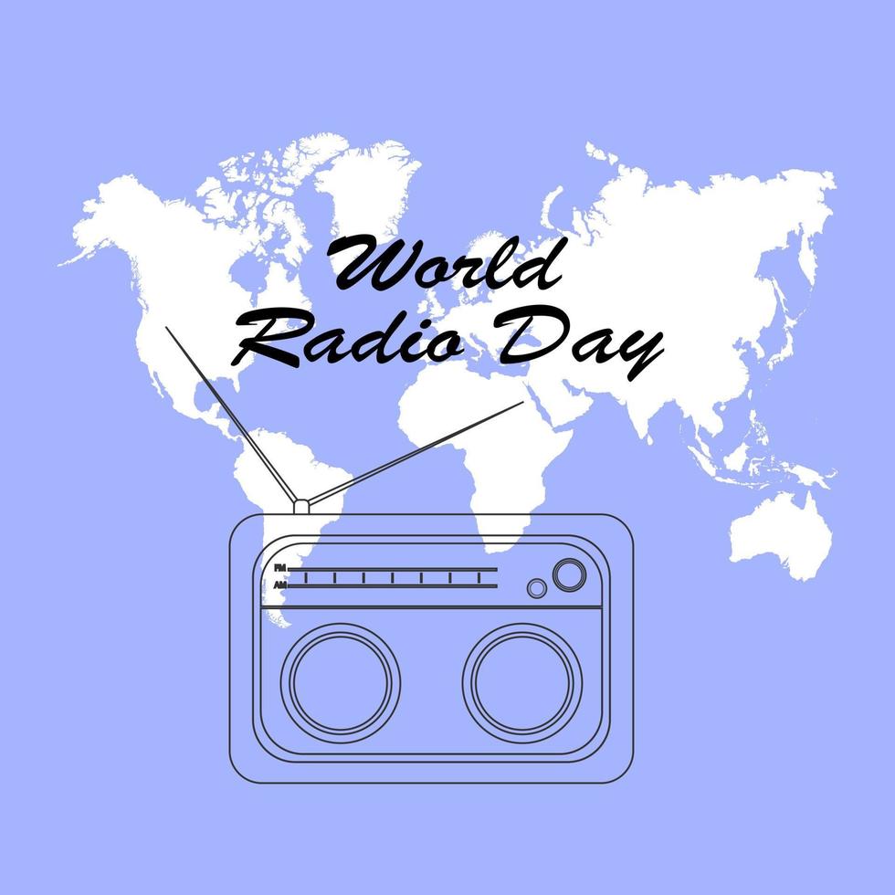 World radio day. Map. Vector illustration