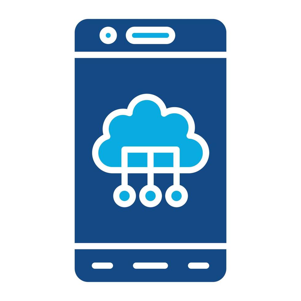 Mobile Cloud Glyph Two Color Icon vector