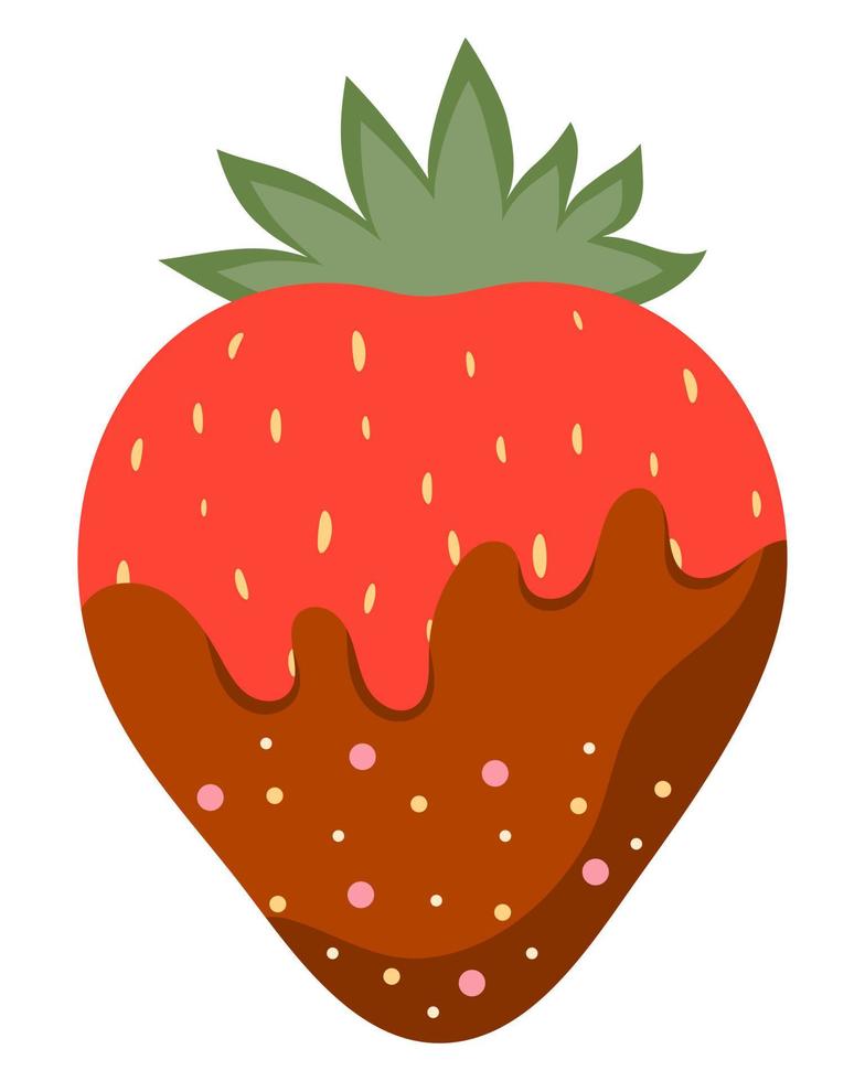 fresas en chocolate con leche derretido. ilustración vectorial vector