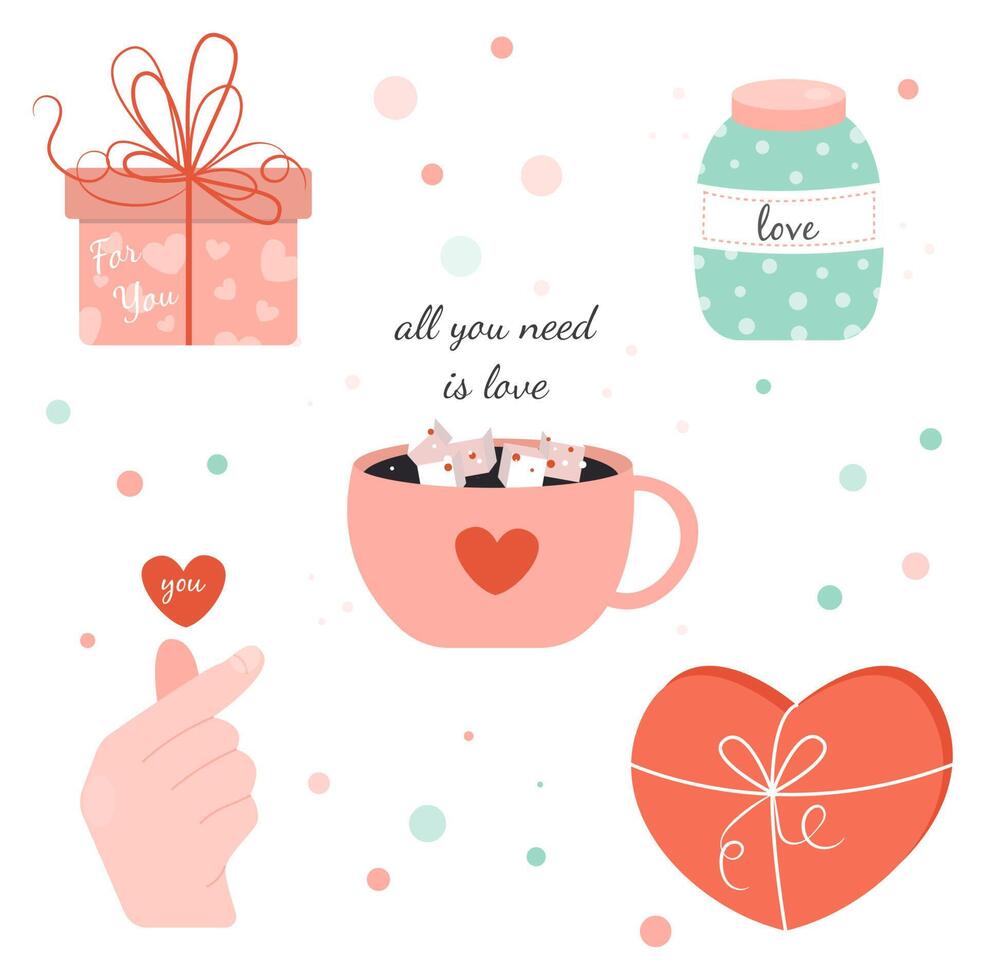 a collection of cute stickers for lovers vector