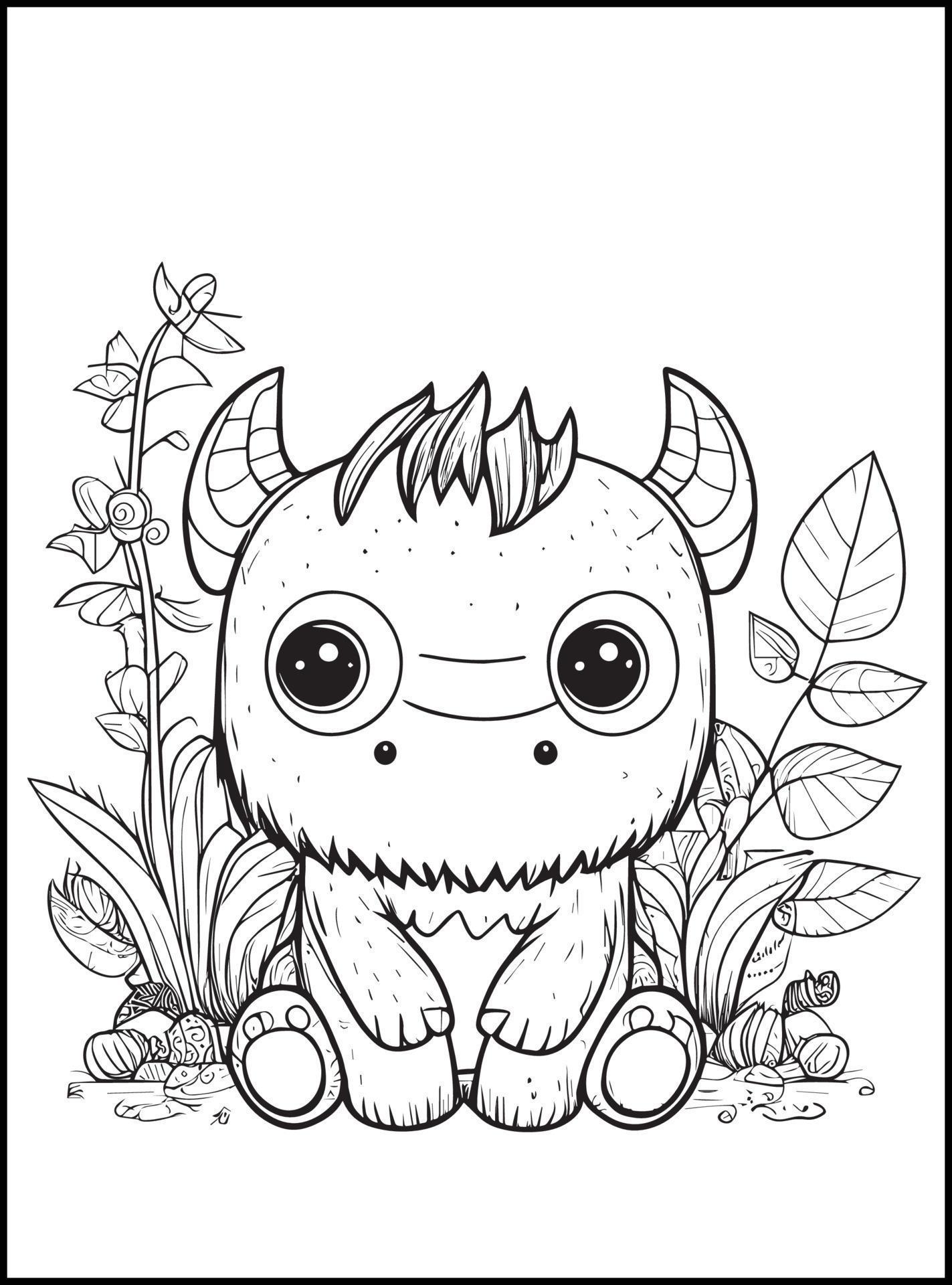 Monster Coloring Pages for Kids 17616308 Vector Art at Vecteezy