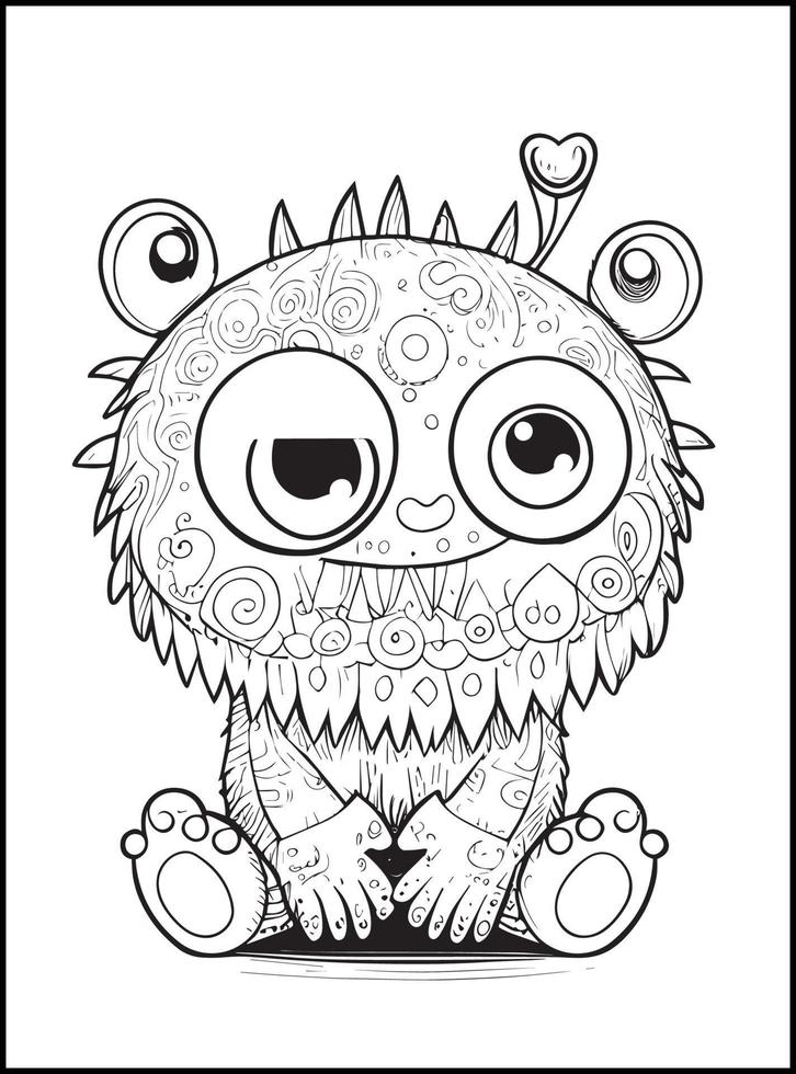 dibujos de monstruos para colorear para niños vector