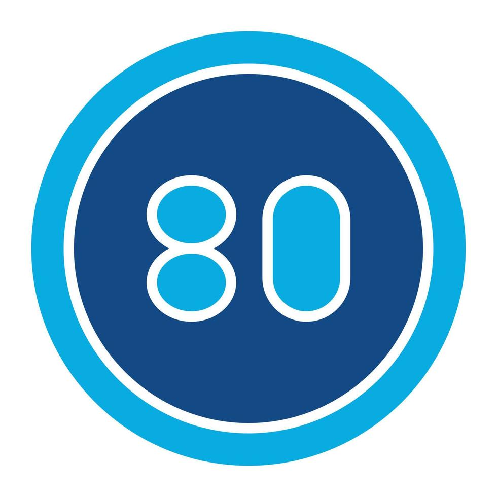 80 Speed Limit Glyph Two Color Icon vector