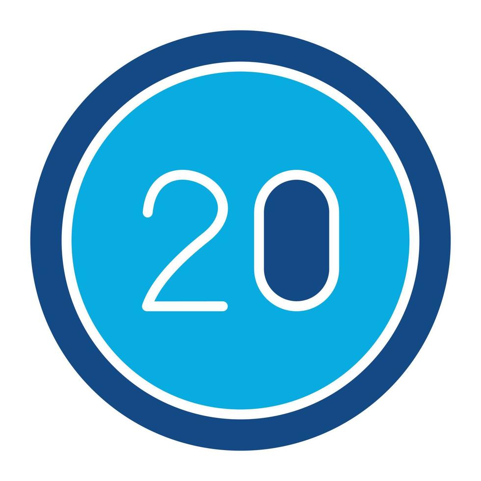20 Speed Limit Glyph Two Color Icon vector
