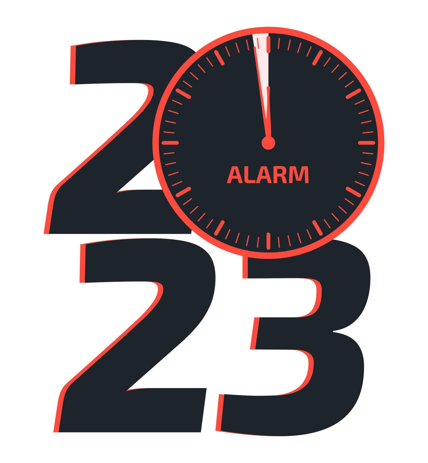 2023 Doomsday alarm poster. Doomsday clock. Symbol of global 