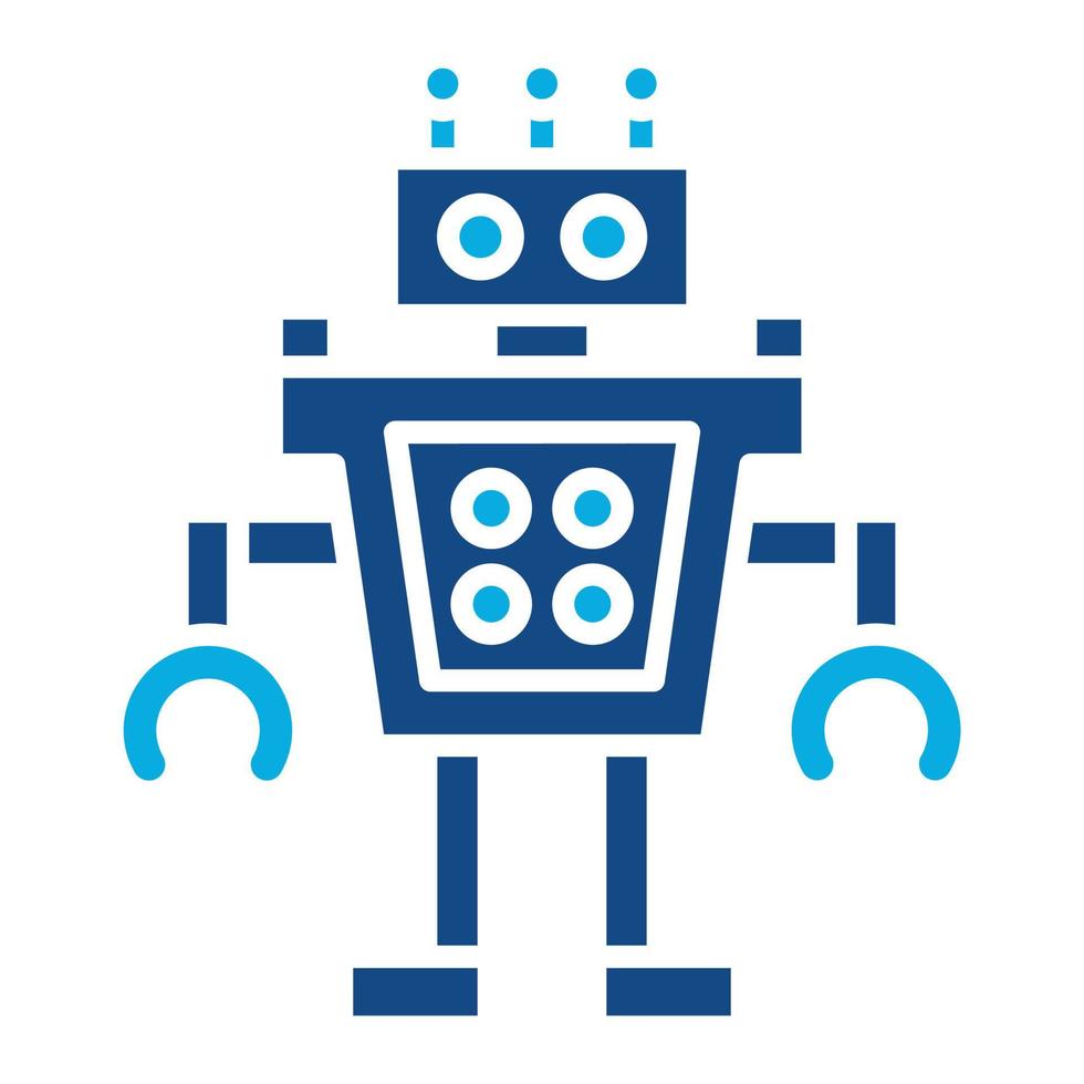 Humanoid Robot Glyph Two Color Icon vector