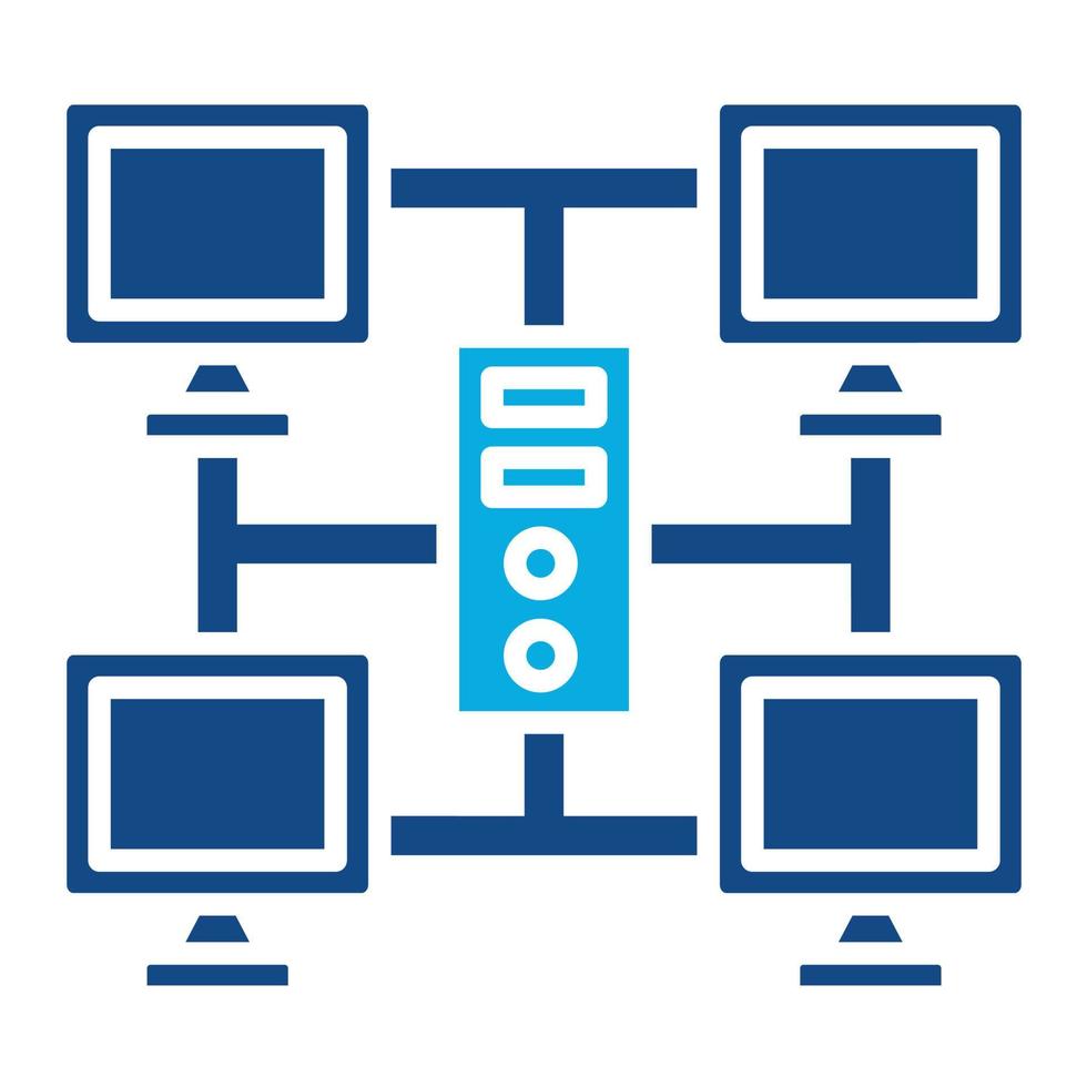 Grid Computing Glyph Two Color Icon vector