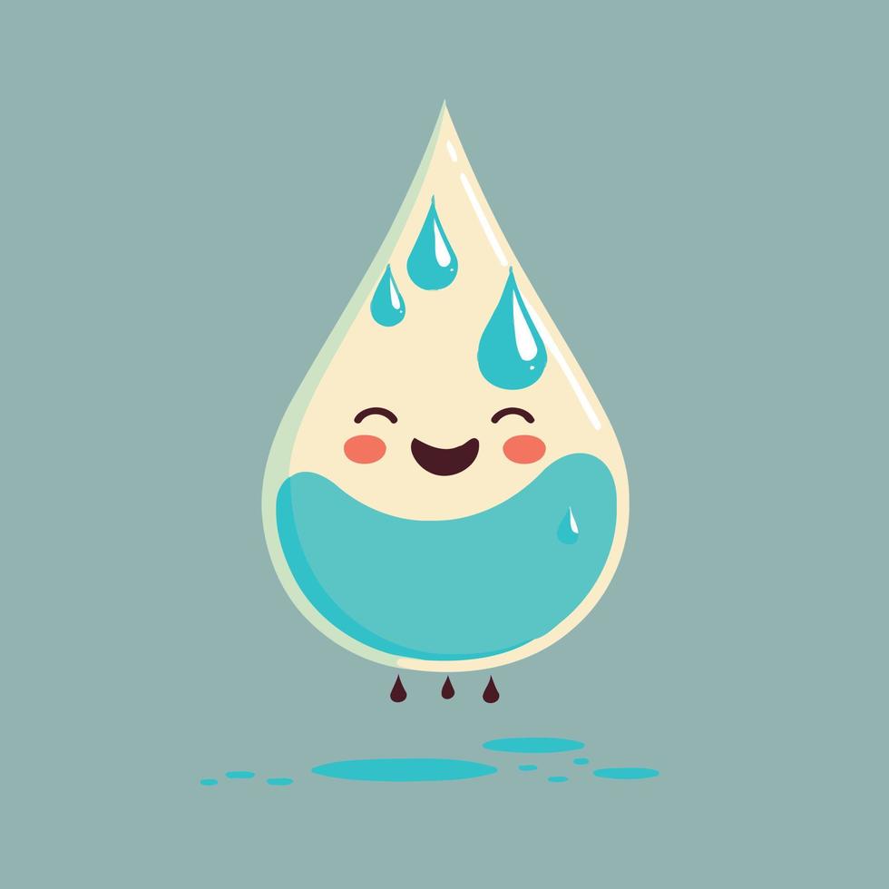 personaje en forma de una bonita gota de agua sonriendo vector