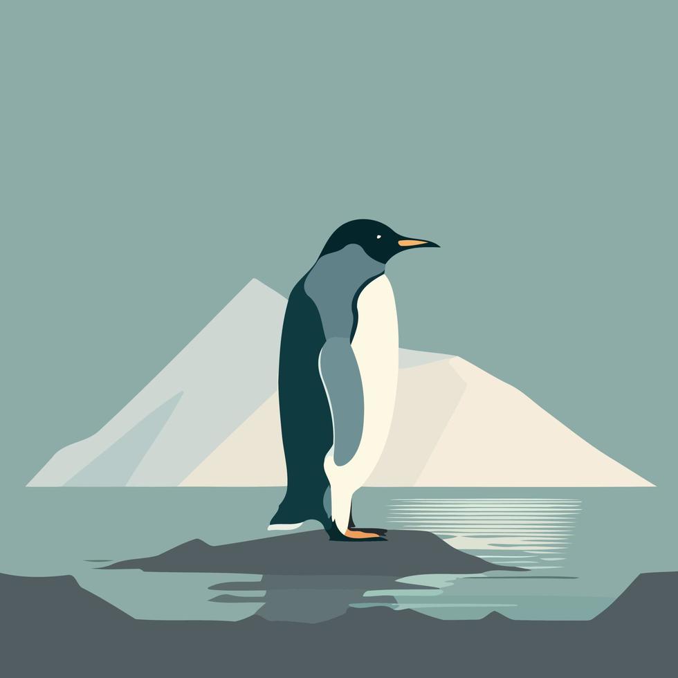 penguin animal isolated on ice in the sea vector