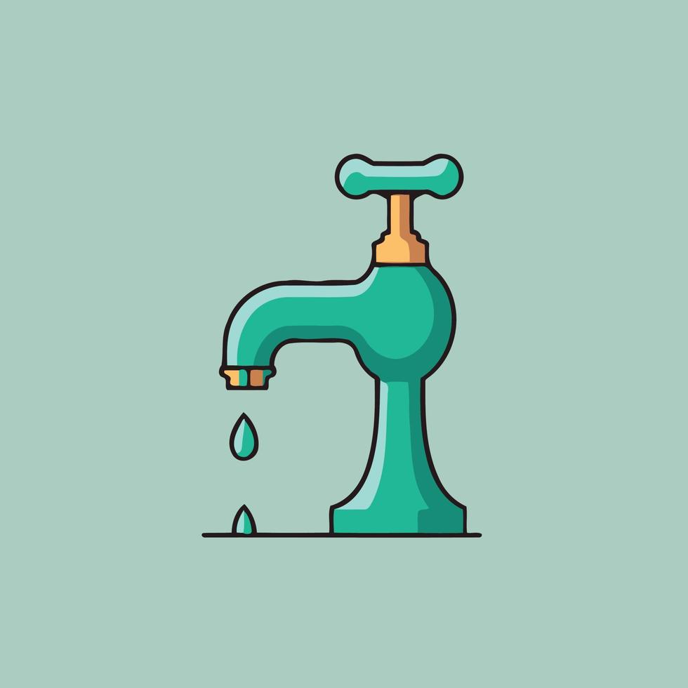 isolated minimalist metallic faucet vector