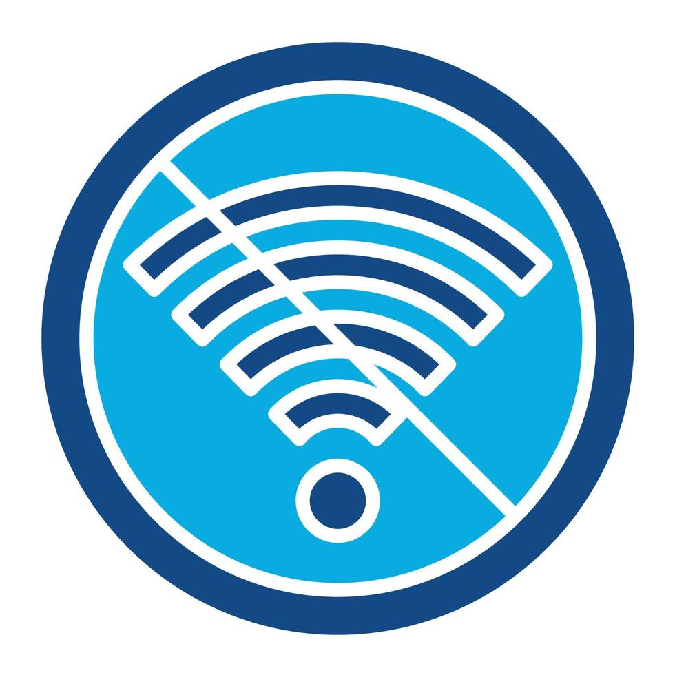 señal wifi apagado glifo icono de dos colores vector